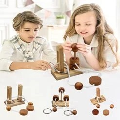 Wooden And Metal 3D Unlock Interlock Assorted Brain Teasers Puzzles，IQ Logic Training Family Game Party Favor Coffee Table Time Unlock Interlock Mind Puzzles Box -Folkmanis Toys Shop 519kSAofIrL