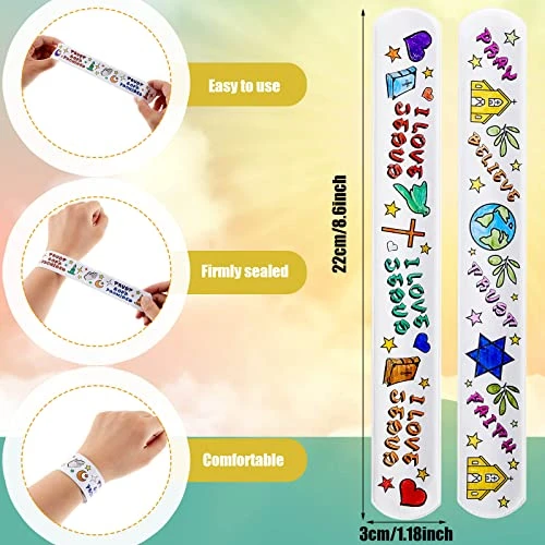 Lewtemi 60 Pcs Color Your Own Faith Slap Bracelets Religious Slap Bracelets Christian Religious Craft Slap Bracelets With Religious Sayings For Kids School Craft Projects Coloring DIY Gifts, 3 Style 5 Lewtemi 60 Pcs Color Your Own Faith Slap Bracelets Religious Slap Bracelets Christian Religious Craft Slap Bracelets With Religious Sayings For Kids School Craft Projects Coloring DIY Gifts, 3 Style - Image 3