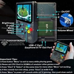 RG300 Handheld Game Console 2.8 Inch Portable Retro Video Games Consoles Pocket Rechargeable Built-in Hand Held Classic System With Case And Screen Protector Black Transparent 64GB -Folkmanis Toys Shop 519qDc2DSaL