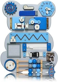 Busy Board For Toddlers, Sensory Game, Montessori Board For Kids, Activity Toy For Toddlers, Develop Fine Motor Skills, Educational Learning Toy, Learning Wooden Travel Toy, Doors And Locks -Folkmanis Toys Shop 519ycllWR8L. AC