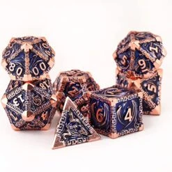 DND Dice Metal Dragon Set,Unique Dragon Design Dice With Gift Dice Bag For Dungeons & Dragon Games,Magic The Gathering,D And D D&D Dice Set (Copper Blue) -Folkmanis Toys Shop 51A02YVQsmL