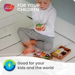 Bee Smart Tea Party Wooden Cakes & Biscuits | Kids Playset Pretend Play Food With Menu Cards & Sturdy Cardboard Trays | Childrens Role Play & Imaginary Play Kitchen Set | Birthday Gifts For Toddlers 9 Bee Smart Tea Party Wooden Cakes & Biscuits | Kids Playset Pretend Play Food With Menu Cards & Sturdy Cardboard Trays | Childrens Role Play & Imaginary Play Kitchen Set | Birthday Gifts For Toddlers -Folkmanis Toys Shop 51A0jVwhsxL