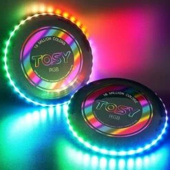 TOSY 36 & 360 LED Flying Disc - Extremely Bright, Smart Auto Light Up, 175g Frisbee, Rechargeable, Patent-Pending, Gift For Adult/Men/Boys/Teens/Kids, Birthday, Lawn, Outdoor, Beach & Camping Games -Folkmanis Toys Shop 51A3jzkzH L. AC