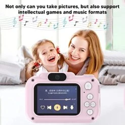 Cryfokt Kids Digital Camera, HD Video Digital Camera Dual Lens Facial Recognition USB Rechargeable Toddlers Childrens Boys Girls Christmas Birthday Gifts Video Recorder With 32GB SD Card (Pink) -Folkmanis Toys Shop 51A9gtJY5mL