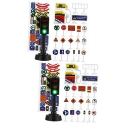 Alasum 112 Pcs Tape Toys Knowledge LED Supplies Educational Toytraffic Signs Colorful Children Learning Roadblock Boy Birthday Equipment Cones Play Accessories & For Miniatures Lights