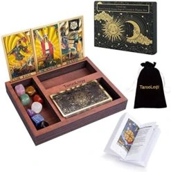TarooLogy Original Tarot Cards With Guide Book For Beginners With Tarot Card Holder, Waterproof PTE Classic 78 Tarot Deck With 8 Black Glod 15 TarooLogy Original Tarot Cards With Guide Book For Beginners With Tarot Card Holder, Waterproof PTE Classic 78 Tarot Deck With 8 Black Glod -Folkmanis Toys Shop 51ADKzvMzyL. AC