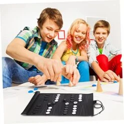 Operitacx 3 Sets Travel Backgammon Party Supplies Foldable Chess Toys Party Game Props Checkerboard Black Pu Leather Party Chess Toys Chess Board Set Backgammon Set For Kids -Folkmanis Toys Shop 51ADjON8RnL