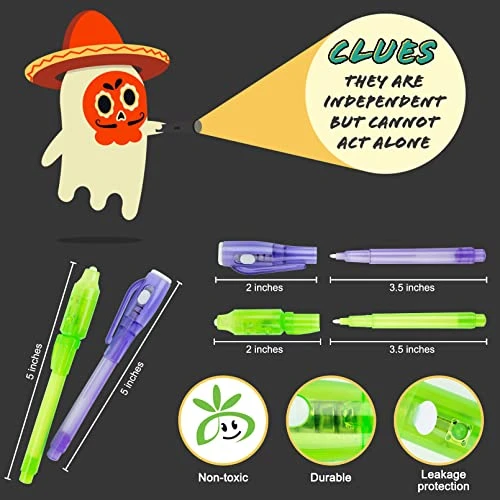24 Pcs Invisible Ink Pens With UV Light For Kids, Spy Pen Invisible Magic Secret Message Pen With Two Notepads, Kids Party Favors Magic Marker Disappearing Ink Markers Festival Gift For Children 6 24 Pcs Invisible Ink Pens With UV Light For Kids, Spy Pen Invisible Magic Secret Message Pen With Two Notepads, Kids Party Favors Magic Marker Disappearing Ink Markers Festival Gift For Children - Image 4
