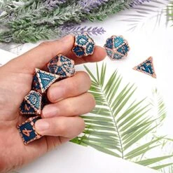 Dragon Scale Metal DND Dice Set Of 7 Pieces Polyhedron Steampunk Design D&D Dice Set With Gift Metal Box And Numbers For Dungeons & Dragons RPG Role Playing And Pathfinder Dice Games（Navy Blue -Folkmanis Toys Shop 51ANNMncHuL
