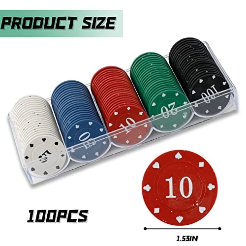 Jobazok Poker Chips Set, 100PCS Poker Chips In Cardboard Box, 11.5g Travel Poker Chips For Texas Holdem Blackjack Gambling 7 Jobazok Poker Chips Set, 100PCS Poker Chips In Cardboard Box, 11.5g Travel Poker Chips For Texas Holdem Blackjack Gambling - Image 5