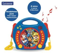 Lexibook Paw Patrol Chase Marshall, Karaoke CD Player With 2 Microphones, Programming Function, Headphones Jack, For Kids, With Power Supply Or Batteries, Blue/Red, RCDK100PA 11 Lexibook Paw Patrol Chase Marshall, Karaoke CD Player With 2 Microphones, Programming Function, Headphones Jack, For Kids, With Power Supply Or Batteries, Blue/Red, RCDK100PA -Folkmanis Toys Shop 51AQwpUNstL
