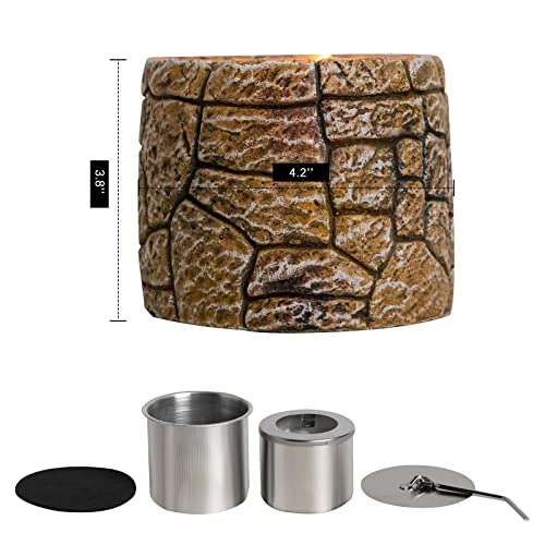 Table Top Fire Pit Bowl - Stone Effect Tabletop Fireplace Indoor Outdoor Decor Portable Concrete Rubbing Alcohol Burner Smores Maker For Patio Balcony With Extinguisher 6 Table Top Fire Pit Bowl - Stone Effect Tabletop Fireplace Indoor Outdoor Decor Portable Concrete Rubbing Alcohol Burner Smores Maker For Patio Balcony With Extinguisher - Image 4