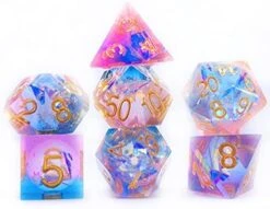 IDTQ DND Game Dice-Set Sharp Edges - Dungeons And Dragons Polyhedral Translucent Gold Dice Set RPG MTG Table Games D4 D6 D8 D10 D12 D20 (Colorful Sword) -Folkmanis Toys Shop 51AbsQZJrnS. AC
