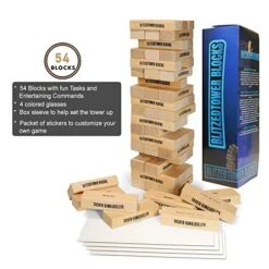 Blitzed Tower Blocks Stacking Party Game | 54 Blocks With Fun Tasks And Entertaining Commands | 4 Colored Glass Cups | Sticker Packet For Customization | Ultimate Game Night Fun 12 Blitzed Tower Blocks Stacking Party Game | 54 Blocks With Fun Tasks And Entertaining Commands | 4 Colored Glass Cups | Sticker Packet For Customization | Ultimate Game Night Fun -Folkmanis Toys Shop 51AdGpU3I8L
