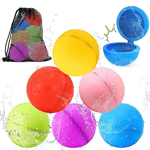 SOPPYCID Reusable Water Bomb Balloons, 6Pack Magnetic Water Balloons Quick Fill, Self Sealing Water Bombs, Latex-Free Splash Balls With Mesh Bag, Pool Toys Outdoor Games Summer Party Supplies 3 SOPPYCID Reusable Water Bomb Balloons, 6Pack Magnetic Water Balloons Quick Fill, Self Sealing Water Bombs, Latex-Free Splash Balls With Mesh Bag, Pool Toys Outdoor Games Summer Party Supplies
