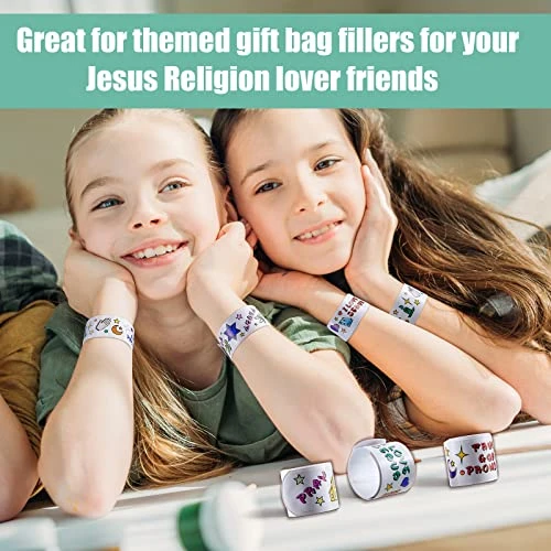 Lewtemi 60 Pcs Color Your Own Faith Slap Bracelets Religious Slap Bracelets Christian Religious Craft Slap Bracelets With Religious Sayings For Kids School Craft Projects Coloring DIY Gifts, 3 Style 7 Lewtemi 60 Pcs Color Your Own Faith Slap Bracelets Religious Slap Bracelets Christian Religious Craft Slap Bracelets With Religious Sayings For Kids School Craft Projects Coloring DIY Gifts, 3 Style - Image 5