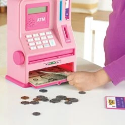 Learning Resources Teaching ATM Bank, Pink, 32 Pieces -Folkmanis Toys Shop 51AtuHU9URL