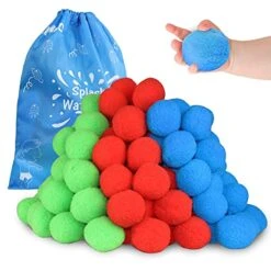 60 Cotton Water Balls Toys For Teens And Adults, Reusable Splash Water Balls Trampoline Toys Accessories With Bag, Pool And Beach Water Balloons For Outdoor Summer Water Toys 4-8 8-12