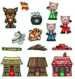 Three Little Pigs Story Set Flannel Felt Board Figures 14 Pieces PRECUT Plus Activity Pages Preschool Toddlers (Medium)