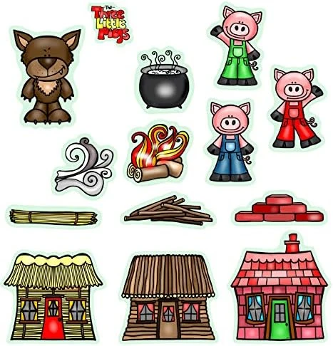 Three Little Pigs Story Set Flannel Felt Board Figures 14 Pieces PRECUT Plus Activity Pages Preschool Toddlers (Medium) 7 Three Little Pigs Story Set Flannel Felt Board Figures 14 Pieces PRECUT Plus Activity Pages Preschool Toddlers (Medium) - Image 5