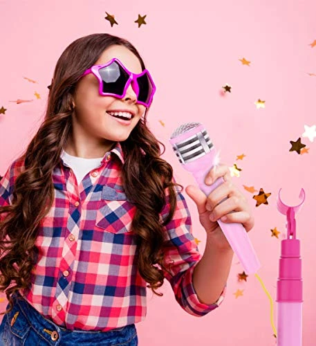 Mozlly Super Star Playset Karaoke For Kids - Pink Microphone With Adjustable Mic Stand, Buit-in Jack & Speaker For MP3 Player, Play And Sing Along With Music & Lights, Karaoke Entertainment For Kids 6 Mozlly Super Star Playset Karaoke For Kids - Pink Microphone With Adjustable Mic Stand, Buit-in Jack & Speaker For MP3 Player, Play And Sing Along With Music & Lights, Karaoke Entertainment For Kids - Image 4
