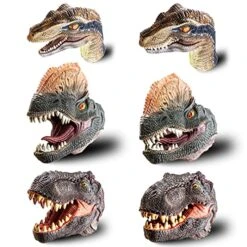 TXYAON Dinosaur Hand Puppets, Soft Rubber Toys Set, Realistic Golden Eye Tyrannosaurus Rex, Dilophosaurus, Velociraptor Puppet Toys For Kids Boys Girls Adult, 3 Pack/Set -Folkmanis Toys Shop 51B7a9jxkyL