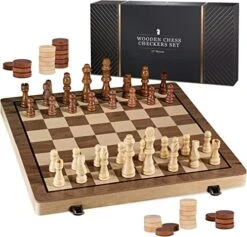 15" Wooden Chess Sets - Chess & Checkers Board Game | With 2 Extra Queens | Wooden Chess Set | Chess Board Set | Chess Sets For Adults | Chess Sets For Adults & Kids | Checkers Game For Kids & Adults -Folkmanis Toys Shop 51BBOQPMrWL. AC