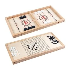 Fast Sling Puck Game Wooden Hockey Game Winner Board Game Desktop Battle Interactive Toy For Kids Adults