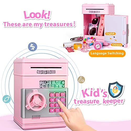 MAGIBX Piggy Bank Toys For 6 7 8 9 10 11 Year Old Girl Gifts, Money Saving Box For Teen Girls Toys Age 6-8-10-12, Christmas Birthday Gifts For 7 8 Year Old Girls Stuff ATM Machine For Kids 5-7, Pink 7 MAGIBX Piggy Bank Toys For 6 7 8 9 10 11 Year Old Girl Gifts, Money Saving Box For Teen Girls Toys Age 6-8-10-12, Christmas Birthday Gifts For 7 8 Year Old Girls Stuff ATM Machine For Kids 5-7, Pink - Image 5
