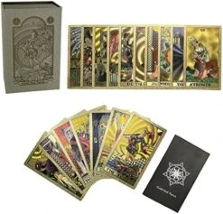 SUNHHX Tarot Cards, 78 Tarot Cards Deck, PVC Waterproof Wrinkle Resistant Luxury Gold Foil Classic Tarot Cards With Guidebook Exquisite Box For Tarot Beginners And Expert (Gold) -Folkmanis Toys Shop 51BOHAY hqL. AC