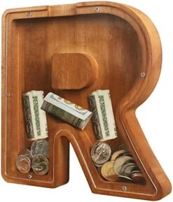 Piggy Bank For Kids Boys Girls,Wooden Letter Piggy Bank With 26 Enlish Alphabet,50 Animal Stickers,1 Number Sticker, A Small Screwdriver,Saving Box DIY Money Saving Bank(A) -Folkmanis Toys Shop 51BOyZJtFL. AC