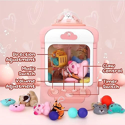 Mini Claw Machine For Kids, With 20 Mini Plush Toys And 10 Gashapons Mini Claw Machine Prizes Adjustable Sounds And Music Vending Machine Toys, Electronic Arcade Claw Game,Blue 4 Mini Claw Machine For Kids, With 20 Mini Plush Toys And 10 Gashapons Mini Claw Machine Prizes Adjustable Sounds And Music Vending Machine Toys, Electronic Arcade Claw Game,Blue - Image 2
