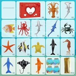 Npkgvia Children's Valentine's Day Ocean Cards 32PCS Set Marine Animals Children's Classroom Exchange Gift Toys Birthday Dog 1 Year (Sky Blue, One Size) -Folkmanis Toys Shop 51BUXVx34bL