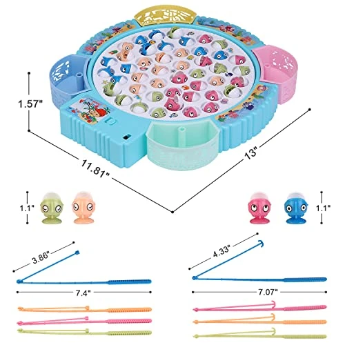 Magnetic Fishing Game Toys, Rotating Board Game With Music Including 45 Fishes And 8 Fishing Poles, Party Game Toys For Kids Age 3 4 5 6 7 And Up 8 Magnetic Fishing Game Toys, Rotating Board Game With Music Including 45 Fishes And 8 Fishing Poles, Party Game Toys For Kids Age 3 4 5 6 7 And Up - Image 6