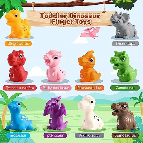 DINOTRONIC 20 Pcs Learning Toy For Toddlers 1 2 3 Year Old,Montessori Toys With Dinosaur Finger Puppets & Stacking House,Counting & Matching & Sorting Fine Motor Games,Toys For 1+ Year Old Baby 4 DINOTRONIC 20 Pcs Learning Toy For Toddlers 1 2 3 Year Old,Montessori Toys With Dinosaur Finger Puppets & Stacking House,Counting & Matching & Sorting Fine Motor Games,Toys For 1+ Year Old Baby - Image 2