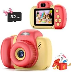 Goopow Mini Kids Camera Toys For 3 4 5 6 7 8 Year Old Girls Boys, Toddler Children Digital Video Camcorder Camera, Best Chritmas Birthday Festival Gift For Kids - 32G SD Card Included -Folkmanis Toys Shop 51BgX7kFFxL. AC