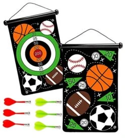 HearthSong Double-Sided Magnetic Canvas Kids' Target Game For Portable Play, Includes Six Magnetic Darts (Sports)