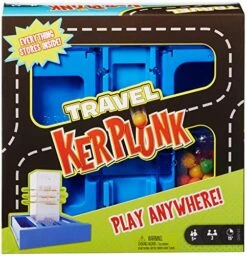 Mattel Games Travel Kerplunk, Portable Kids Game With Built-in Storage For 5 Year Olds And Up