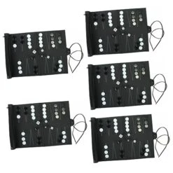 Tofficu 5 Sets Travel Backgammon Strategic Board Game Toys Educational Plaything Chess Toys For Kids Black Pu Leather Checkerboard Funny Chess Toys For Kids Small Table Chess Toys