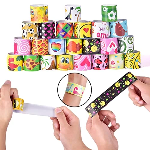 FUN LITTLE TOYS 72PCS Slap Bracelets For Kids, Party Favors Trinket Colorful Hearts Animal Print Design Retro Slap Bands Kid Birthday Gifts Prizes Treasure Box Goodies Pinata Fillers Classroom Rewards 5 FUN LITTLE TOYS 72PCS Slap Bracelets For Kids, Party Favors Trinket Colorful Hearts Animal Print Design Retro Slap Bands Kid Birthday Gifts Prizes Treasure Box Goodies Pinata Fillers Classroom Rewards - Image 3