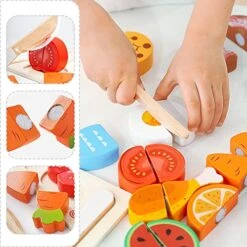 GRINNNIE Wooden Puzzles For Toddlers 3 4 5 Years Old, Montessori 4 PCS Kitchen Food Cutting Puzzle Set, Great Preschool Educational Pretend Play Toy For Girl And Boy Christmas Birthday… -Folkmanis Toys Shop 51CNOXbBarL