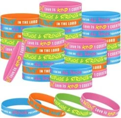 48 Pcs Bible Verse Bracelets Christian Scripture Bracelets Jesus Wristbands Religious Motivational Rubber Bracelets With Sayings Colored Spiritual Faith Hope Belief For Adult Kids -Folkmanis Toys Shop 51CdGWKuuyL. AC