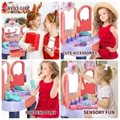 Eohemeral Toddler Vanity Makeup Table With Mirror And Chair, Open Doors By Gestures,Toddler Kids Vanity Set With Music Sound & Light Magic And Accessories, Girls Vanity For Toddlers 3-5 Years Old 14 Eohemeral Toddler Vanity Makeup Table With Mirror And Chair, Open Doors By Gestures,Toddler Kids Vanity Set With Music Sound & Light Magic And Accessories, Girls Vanity For Toddlers 3-5 Years Old -Folkmanis Toys Shop 51Cf96NjWAL