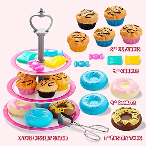 JOYIN 35Pcs Unicorn Tea Party Set For Little Girls, Pretend Tin Teapot Set, Princess Tea Time Play Kitchen Toy With Dessert, Doughnut, Carrying Case For Birthday Easter Gifts Kids Toddlers Age 3 4 5 6 5 JOYIN 35Pcs Unicorn Tea Party Set For Little Girls, Pretend Tin Teapot Set, Princess Tea Time Play Kitchen Toy With Dessert, Doughnut, Carrying Case For Birthday Easter Gifts Kids Toddlers Age 3 4 5 6 - Image 3