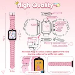 MAVREC TOYS Smart Watch For Kids, Kids Watch Toy Gifts For Girls Age 3-12, Touchscreen Kids Smart Watches Girls With 2 Cameras 18 Games Alarm 12/24 Hr Video Music Player Pedometer Flashlight (Pink) 11 MAVREC TOYS Smart Watch For Kids, Kids Watch Toy Gifts For Girls Age 3-12, Touchscreen Kids Smart Watches Girls With 2 Cameras 18 Games Alarm 12/24 Hr Video Music Player Pedometer Flashlight (Pink) -Folkmanis Toys Shop 51ChuwFpY4L