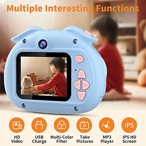Ourlife Kids Camera For Boys, Portable HD Toy Camera With A Built-in MP3 Player And Forward Facing Lens For Kids Ages 3-12 - 1080p Camera With Multiple Unique Functions And An TF Card (Blue) 4 Ourlife Kids Camera For Boys, Portable HD Toy Camera With A Built-in MP3 Player And Forward Facing Lens For Kids Ages 3-12 - 1080p Camera With Multiple Unique Functions And An TF Card (Blue) - Image 2
