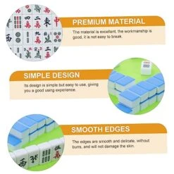 Totority 1 Set Mini Portable Mahjong Travel Set Camping Tablecloth Mini Chess Board American Mahjong Set Party Mahjong Toy With Table Cloth Mahjong Set For Travel Melamine Green Travel Game