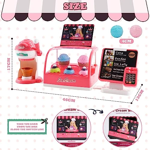 Pretend Role Play Ice Cream Shop Toy For Boys And Girls With Ice Cream Maker Machine, Cash Register And Fake Ice Creams, Play Food Dessert Set For Kids Age 3 4 5 6 6 Pretend Role Play Ice Cream Shop Toy For Boys And Girls With Ice Cream Maker Machine, Cash Register And Fake Ice Creams, Play Food Dessert Set For Kids Age 3 4 5 6 - Image 4
