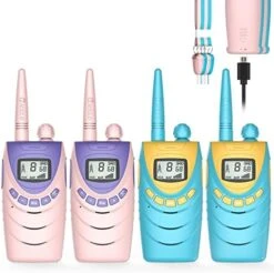 QNIGLO Walkie Talkie For Kids Rechargeable, Kids Walkie Talkies 4 Pack, Outdoor Camping Games With 𝗟𝗶-𝗶𝗼𝗻 𝗕𝗮𝘁𝘁𝗲𝗿𝘆, Pink Toys For Girls Walkie Talkies Halloween Xmas Birthday Gifts -Folkmanis Toys Shop 51CnS 2dVyL. AC 1