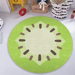 Rugendary Cute Kiwi Fruit Rug Cool And Fresh Home Decor For Kitchen Kids Room Bathroom Bedroom Non Slip Machine Washable Round Large Area Rug Spring Summer Home Decoration Carpet (2x2 Ft.) -Folkmanis Toys Shop 51CpgQQIYSL